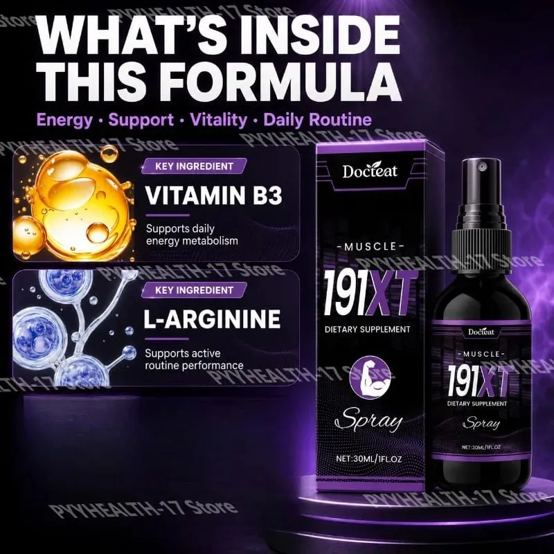 191XT Muscle Spray with Vitamin B3 L-Arginine and Tribulus Terrestris Extract for Muscle Support Endurance 30 ML — image 3