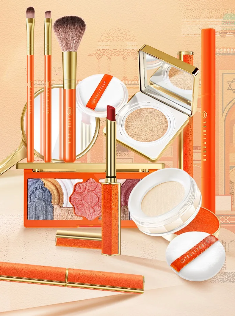 סט איפור לחג המולד קופסת מתנה BB Cream Lipstick אייליינר צלליות עיפרון גבות יופי איפור קוסמטיקה מתנת חג