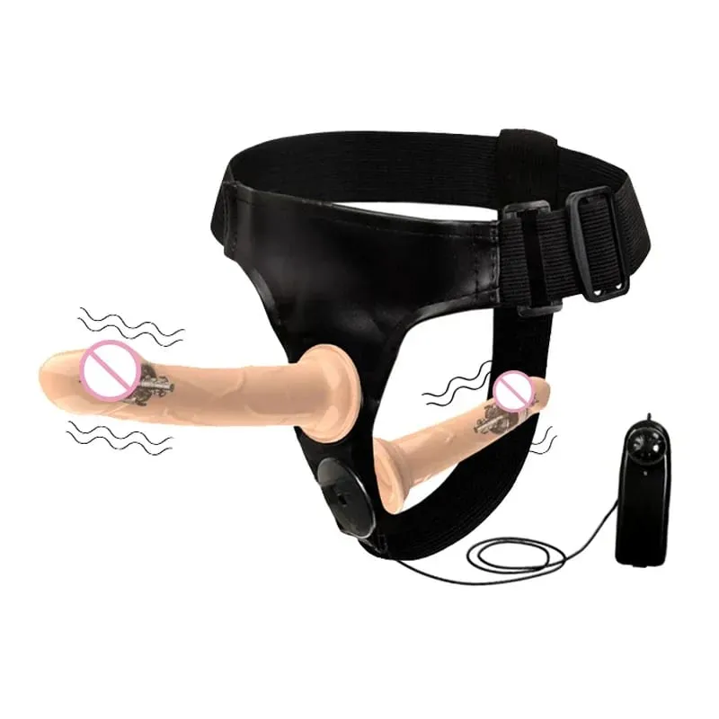Couples Harness Strap-on with 2 Vibrations Realistic Dildos for Anal G-spot Stimulation Prostate Massager Adult Sex Toy for Wom