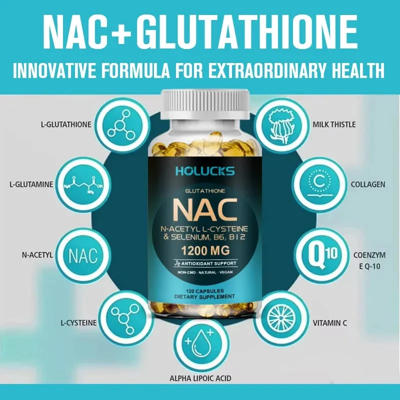 Viên nang NAC 1200mg - Hỗ trợ sức khỏe làn da Năng lượng tế bào Giải độc chống oxy hóa Tăng cường khả năng miễn dịch Cải thiện tiêu hóa