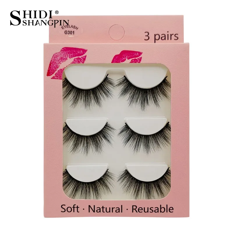 Faux Cils 3 Pairs Ψεύτικες Βλεφαρίδες Φυσικές μακριές 3D Βιζόν Βλεφαρίδες Απαλές Αφράτες Χειροποίητες Ψεύτικες Βλεφαρίδες Εργαλεία Μακιγιάζ Ματιών Maquiagem