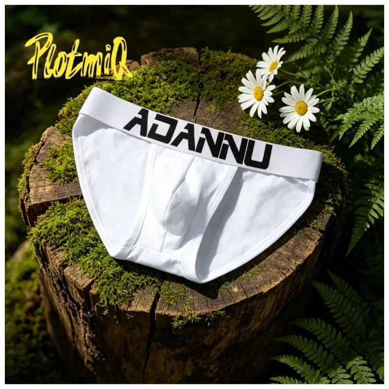 2PCS Mens Bikini Briefs Big Letter Print Wide Waistband Cotton Blend Soft Fabric 3D Contour Pouch Low Rise Male Underwear