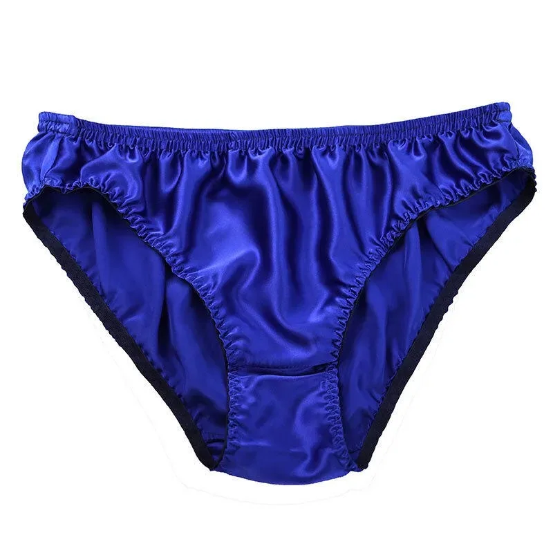 100% Mulberry Silk Men Sexy Underwear Wrinkle Briefs Breathable Male Panties Pure Silk Trigonometric Soft Man Underpants Summer