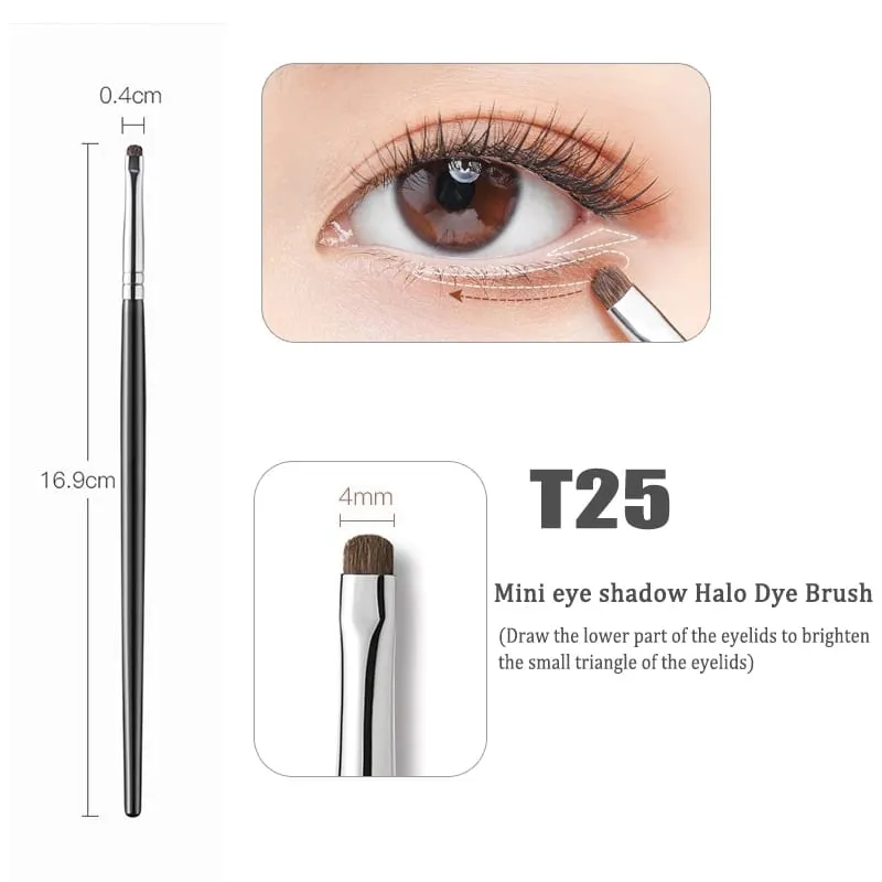 Detail Kleine oogschaduw Make-up kwasten Wenkbrauwborstel Platte fijne eyelinerborstel Hoogtepunten Smudge Zijderups Schaduwborstel Make-up tool