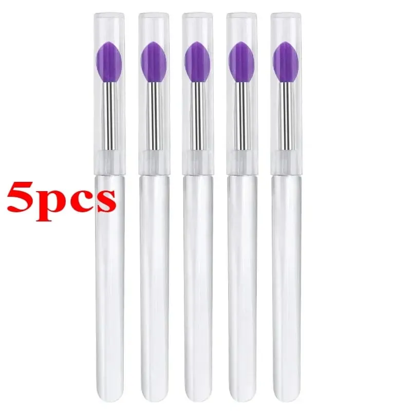 3/5/10 Buah Aplikator Stik Bibir Kuas Lipstik Silikon Lembut Pegangan Jernih Portabel Alat Kecantikan Lipgloss Microbrush Bersih