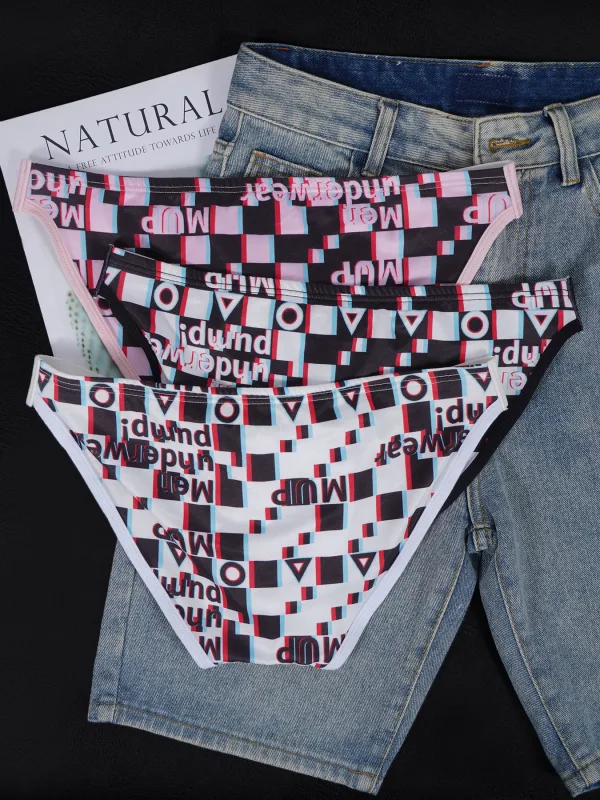 Men's Printed Briefs U Convex Pouch Elastic Waistband Letter Logo Breathable Fashion Underwear