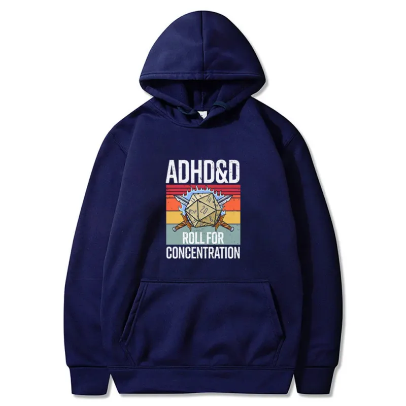 Rollo para concentración 2025 divertido jugador mazmorras DM RPG dados dragón Tops hombres mujeres algodón Vintage sudaderas y sudaderas con capucha