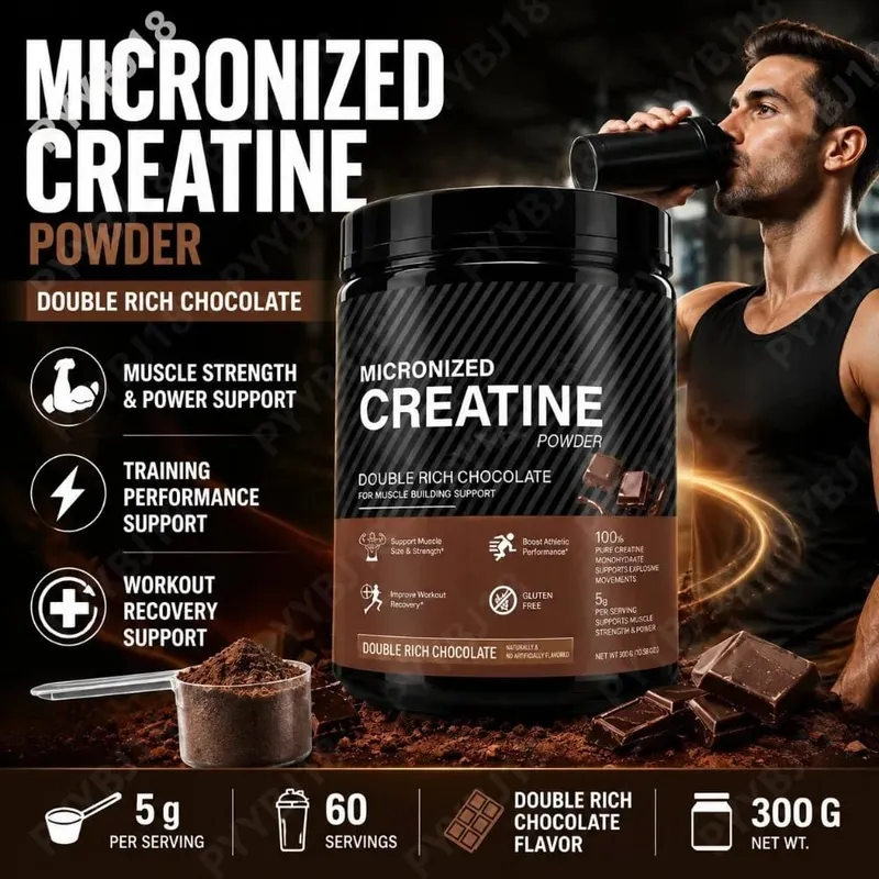 Micronized Creatine Monohydrate Powder 5g Supports Muscle Strength Workout Recovery & Training Performance Flavor Chocolate 300g