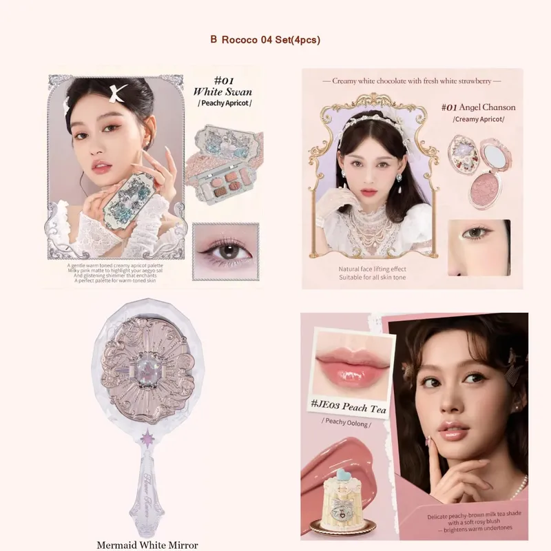 Flower Knows Strawberry Rococo Σετ Μακιγιάζ Glitter Matte Eyeshadow Palette Blusher Power Velvet Κιτ κραγιόν Σετ αρωμάτων