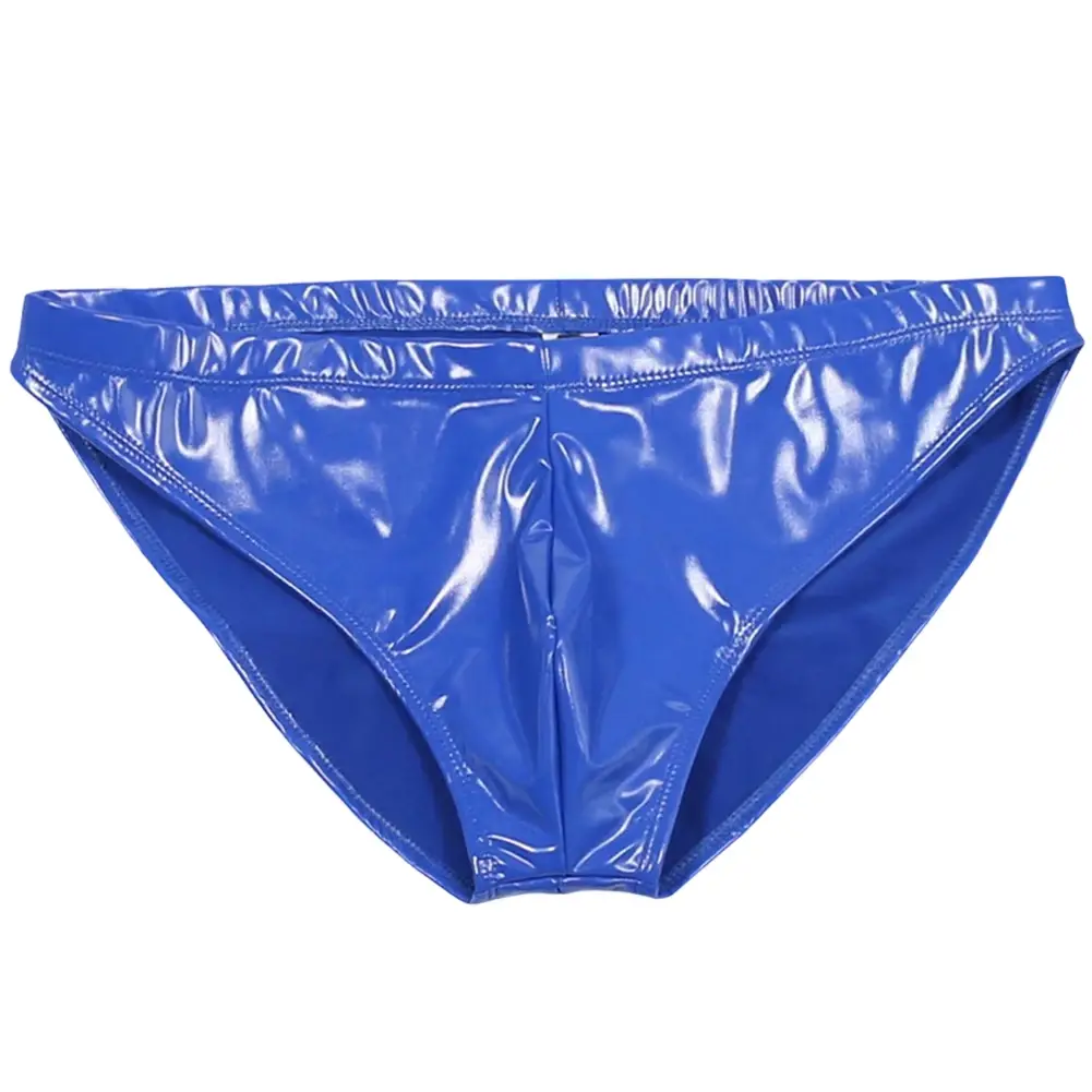 Men Sex Faux Latex Brief Glossy Patent Leather Package Hip Gay Underwear Lingeri Smooth Thongs Candy Color Thong T-Back