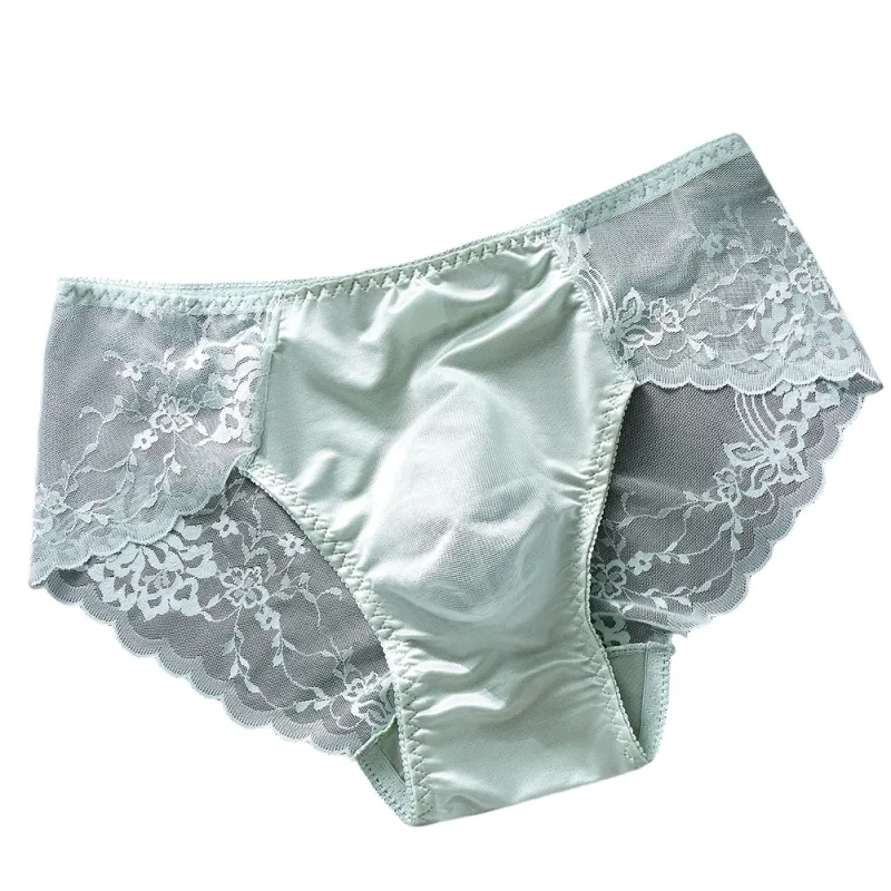 Men Lace Briefs Seamless Ice Silk Briefs Underwear 3D Bulge Pouch Low Waist Gay Panties