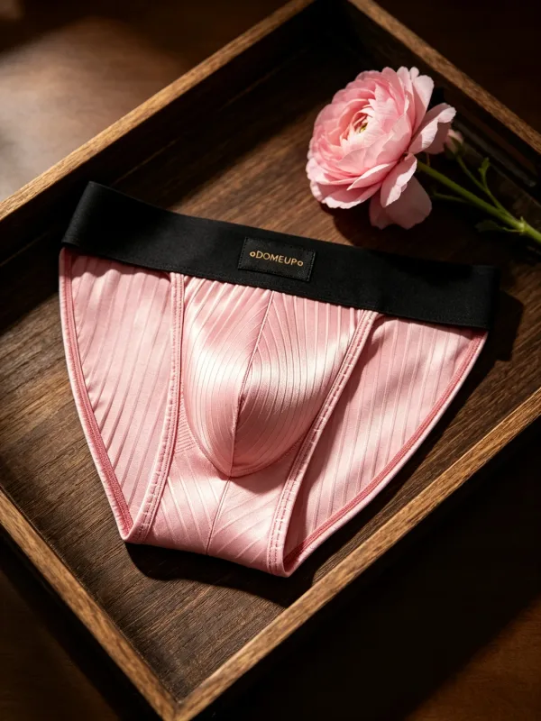 Men Underwear Shiny Striped Triangle Briefs Front Bulge Pouch Sexy Low Rise Slim Fit Daily Mens Underpants DP915