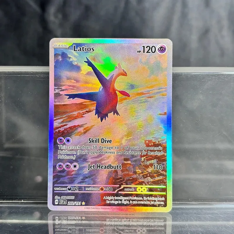 אוסף משחקי מסחר הולוגרפי PTCG כרטיסי פרוקסי Charizard Pikachu Mew EX Singl PKM Foil Cards Gengar VMAX Skyridge (SK)