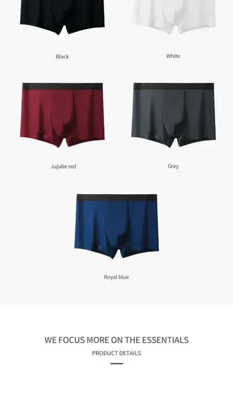 3PCS Pure Cotton Men's Underwear, Men's Boxer Briefs, Youth Pure Color Mid-Waist Boxer Briefs, Breathable Cotton Factory