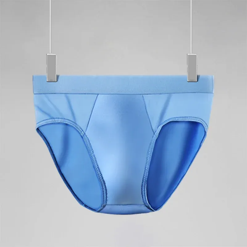 3PCS men's ice - silk underwear. Thin - style for summer, with U - convex briefs. Breathable, solid - colored shorts