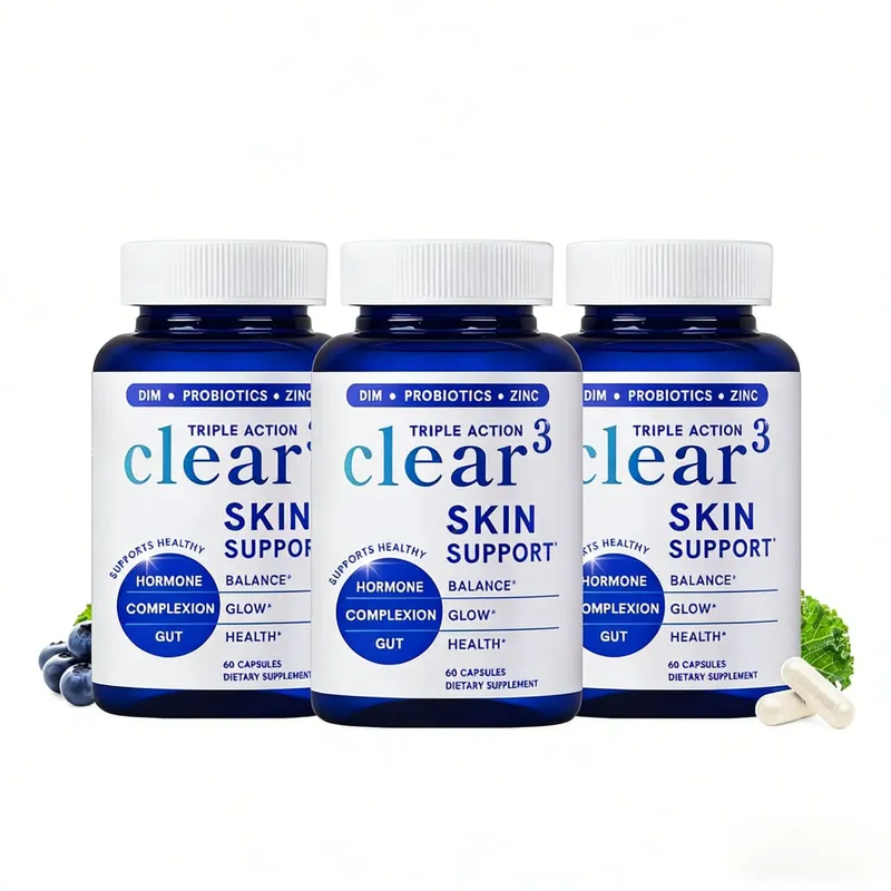 Συμπλήρωμα Clear³ Skin Support with DIM Probiotics & Zinc – Healthy Skin & Gut Nutritional Support 60 Κάψουλες