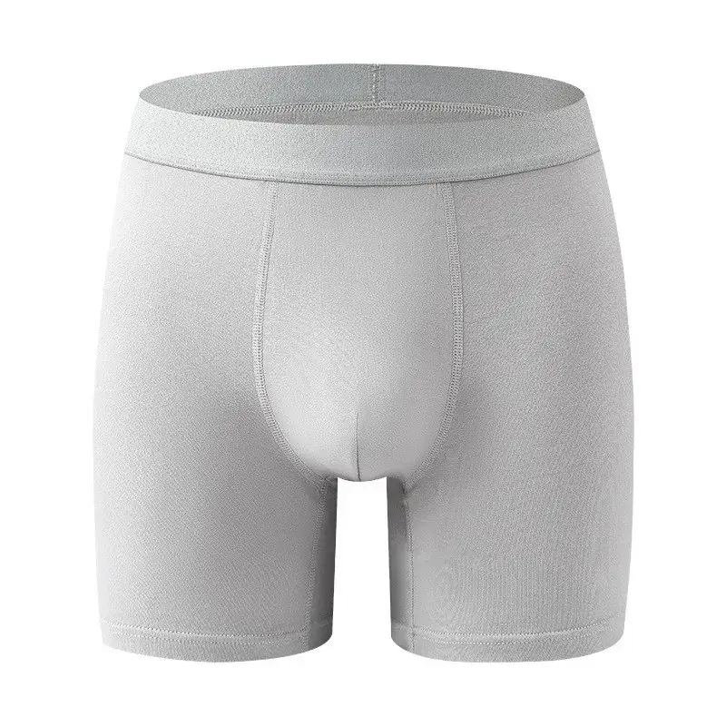 Big Pouch Men Bamboo Fiber Boxer Briefs Breathable Underwear With Fly Opening Mid Waist Sports Trunks Moisture Wicking Soft Cool