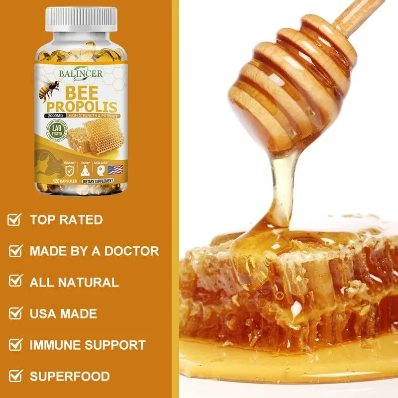 Natural Bee Propolis Capsules - Pinapaginhawa ang Pananakit at Paninigas ng Kasukasuan Nagtataguyod ng Kalusugan ng Buto para sa Immunity at Anti-oxidation