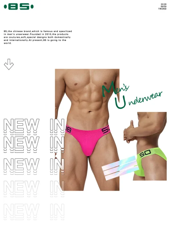 Men's Nylon Blend Mesh Breathable Briefs Horn Splice Letter Embossed Wide Elastic Waistband Fluorescent Color Sexy Underwear