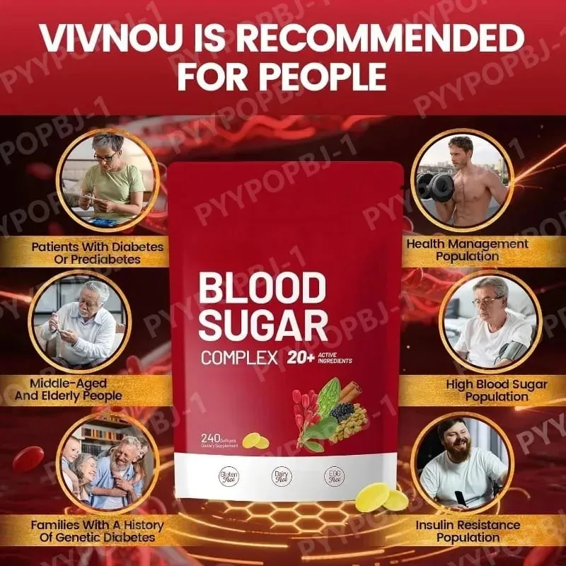 Blood Sugar Complex Supplement 240 Softgels Naglalaman ng Multivitamin at Cinnamon bitter Gourd 20 Herbs Extract Suporta sa Pang-araw-araw na Kalusugan