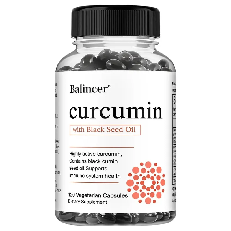 Turmeric Curcumin Capsules Supplement na may Black Seed Oil Extract para sa Joint Digestive at Immune Support Brain Cognition