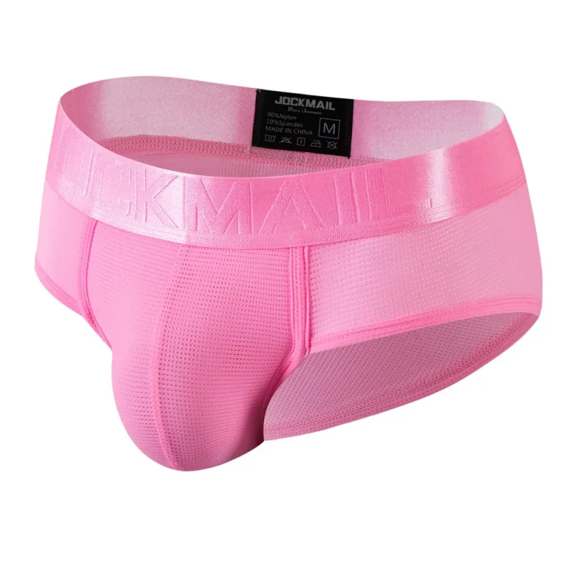 Jockmail Mens Underwear Briefs Mesh Breathable Sports Fitness Shorts Solid Color Sexy Low-rise Lingeries for Extreme Panties