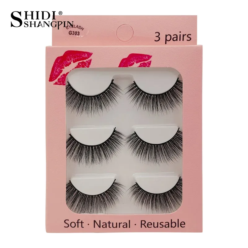 Faux Cils 3 Pairs Ψεύτικες Βλεφαρίδες Φυσικές μακριές 3D Βιζόν Βλεφαρίδες Απαλές Αφράτες Χειροποίητες Ψεύτικες Βλεφαρίδες Εργαλεία Μακιγιάζ Ματιών Maquiagem
