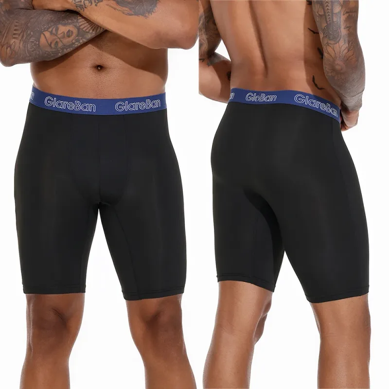 4 Stück gemischte Farben, schnell trocknende Boxershorts mit langem Bein, Unterhose, Unterwäsche für Zuhause und Sport, hochwertige Herrenhöschen