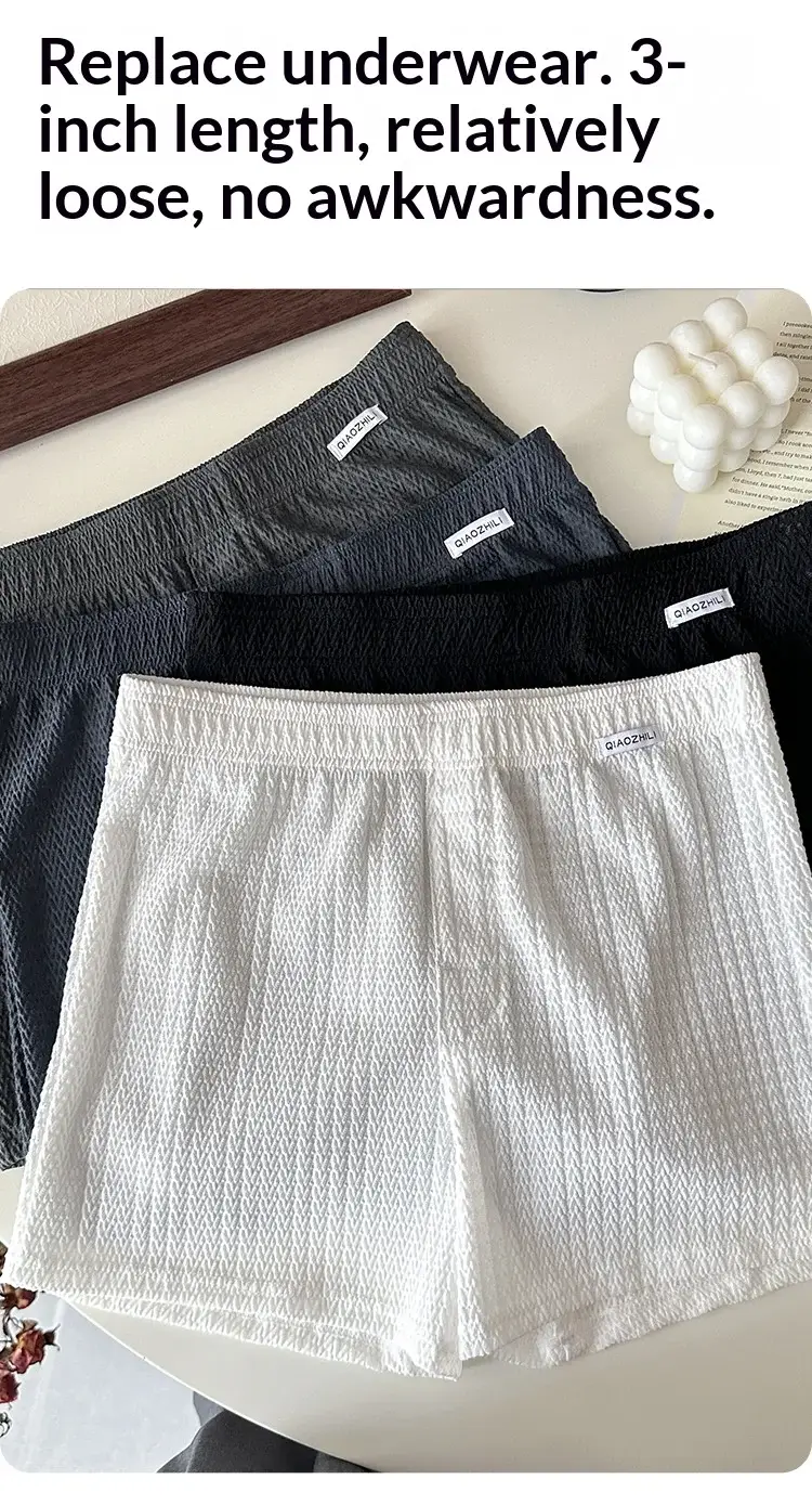 New Men's Ice Silk Jacquard Boxer Shorts, Loose and Breathable, Large Size, Square-Cut, Home Casual Simple Men's Underwear