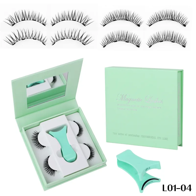 2 ζεύγη μαγνητικές ψεύτικες βλεφαρίδες Natural Wispy Μαγνητικές βλεφαρίδες Φορητή θήκη all-in-one επαναχρησιμοποιήσιμη χωρίς κόλλα Βλεφαρίδες ματιών Προσαρμοσμένες