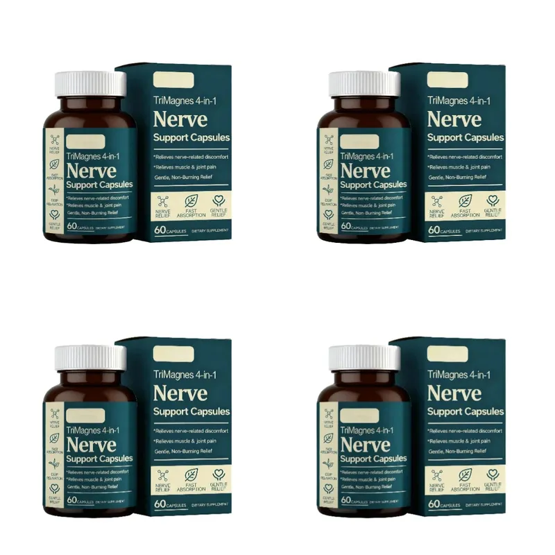 TriMagnes 4-in-1 Magnesium Complex Capsules 300mg na may Citrate Glycinate Malate Turmeric para sa Nerve Comfort Muscle Relax 60 Ct
