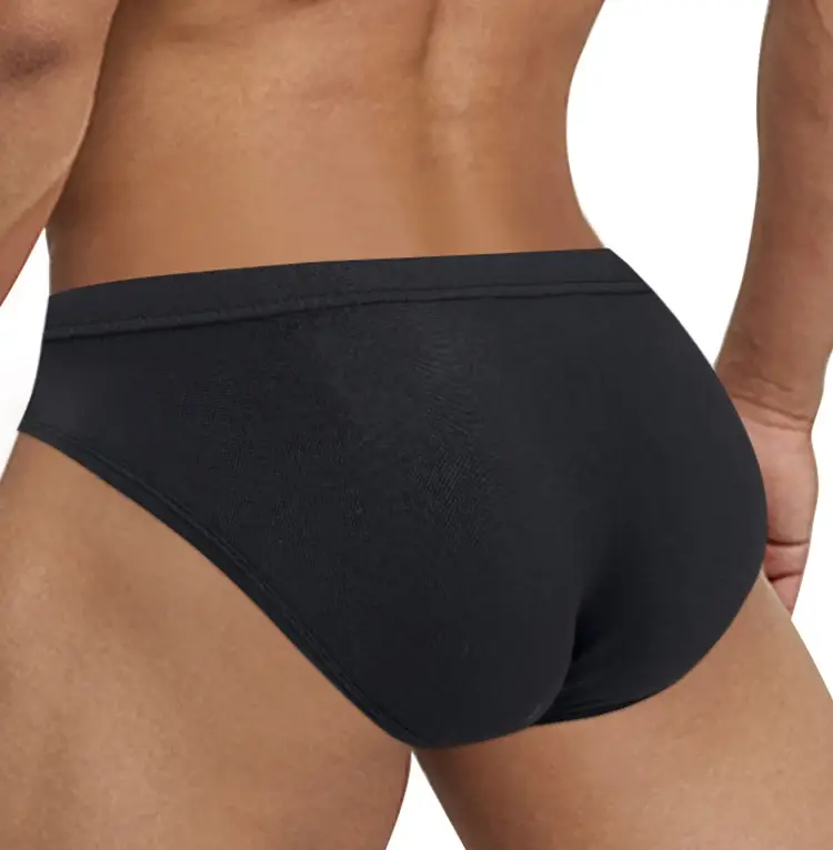 Men's Soft Solid Bikini Briefs, Elastic Wide Waistband 3D Support Pouch, Skin-Friendly Breathable Daily Casual Underwear