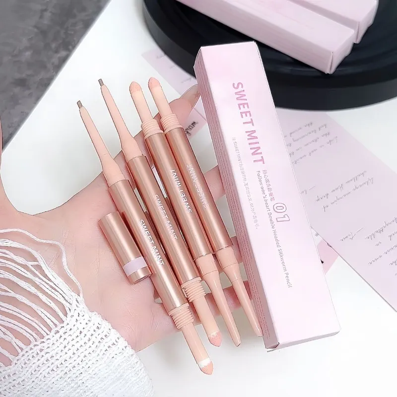 Double-ended Lying Silkworm Eyeliner Pencil Waterproof Natural 3D Under-Eye Brightener Shadow Pen Aegyosal Contour Eye Makeup