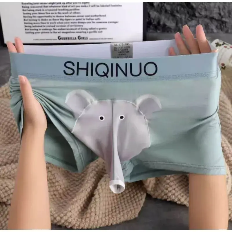 Boxershorts Elephant Nose Men Sexy Underwear Open Sheath Pouch Mens Boxers Shorts Smooth Male Lingerie Bottoms Boyfriend Gifts