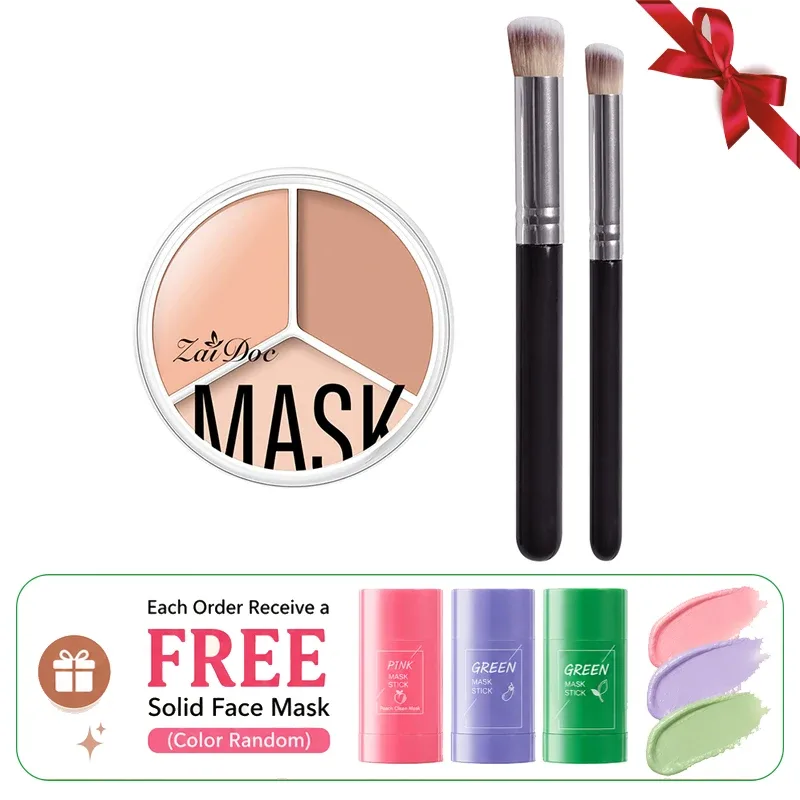 ZaiDoc 3 Colors Concealer Palette Full Coverage Long Lasting Cream Corrector for Acne Dark Circles Eye Bags Natural Makeup 15g Each