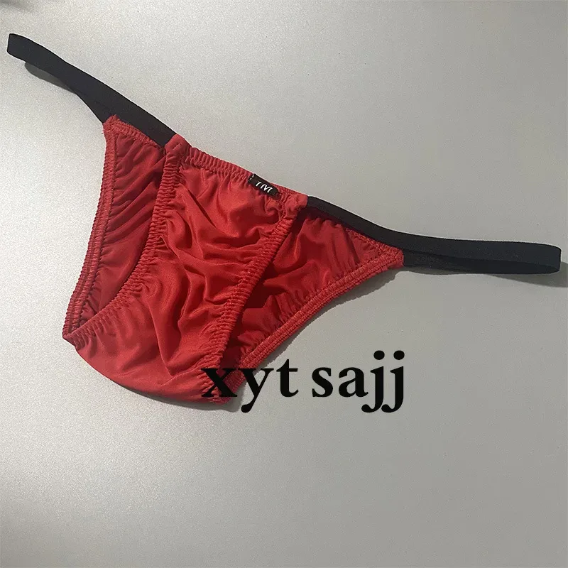 Slim Fit Color Block Thin Strap Triangle Underwear for Men Low Rise Breathable Soft Fabric Daily Male Briefs