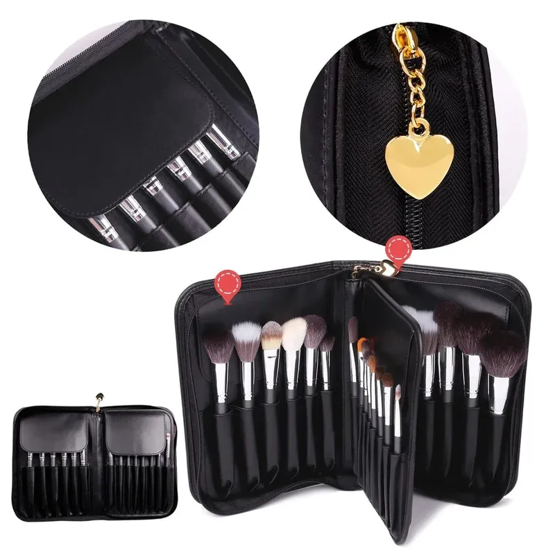 Docolor Professional Makeup Brushes Set 29pcs Natural Hair Foundation Powder Contour Eyeshadow Concealer na may PU Leather DA2901