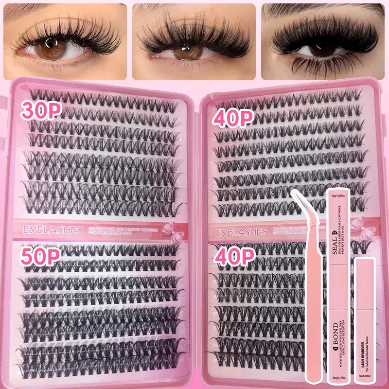 DIY Manga Spiky Cluster szempillahosszabbítások Természetes Mega Volume Egyedi Előre Vágott Szegmentált Szempillák Otthoni Szemsminkhez