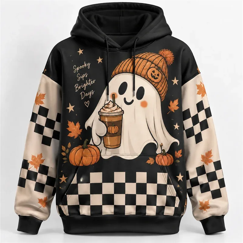 Halloween Hoodie 3D φούτερ από πολυεστέρα με στάμπα γοτθικό γοτθικό φάντασμα κολοκύθας νυχτερίδα μάγισσα κρανίο τρόμου Streetwear πουλόβερ Unisex