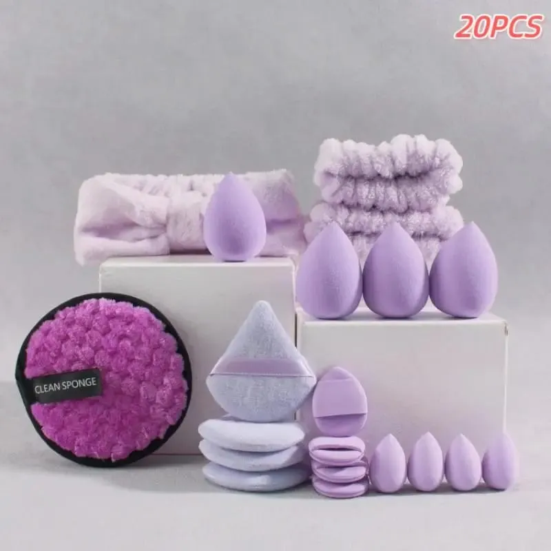 20 33Pcs Buong Makeup Tool Set na May Puff Brush Beauty Sponge Para sa Makeup Applying At Pag-alis ng Pang-araw-araw na Paggamit