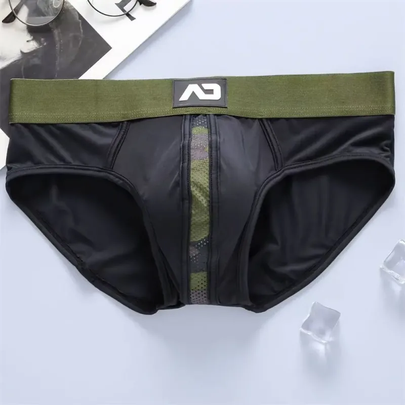 2026New men's personalized ice silk U convex low waist mesh breathable briefs, underwear fashion M388