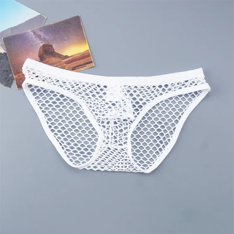 Sexy Man Fishnet Mesh Underwear See Through Male Briefs Breathable and Comfortable High Quality Low Waist Panties