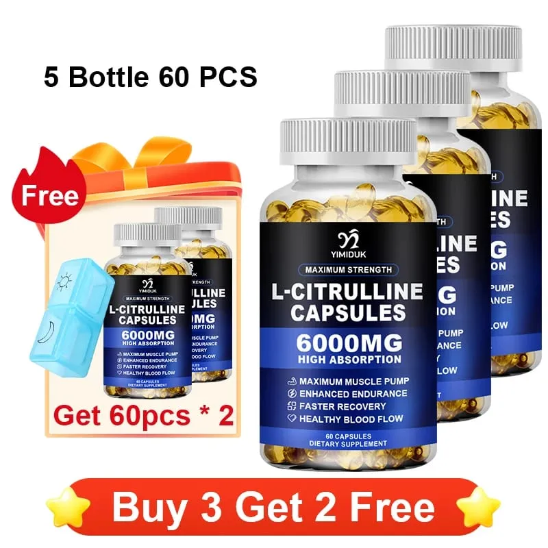 Pure L-Citrulline Capsules Support Circulation Energy Vitality Extend Workout Workout Endurance & Exercise Muscle Recovery