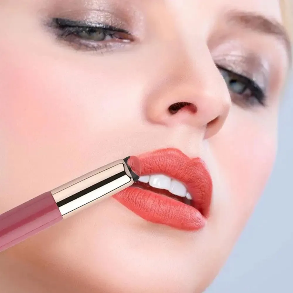 1Pc Siliconen Lippenselen met Afdekkap Concealerborstel Zoals Vingertoppen Q Zachte Lippenstift Make-up Kwasten Ronde Kop Geen Gebroken Roze