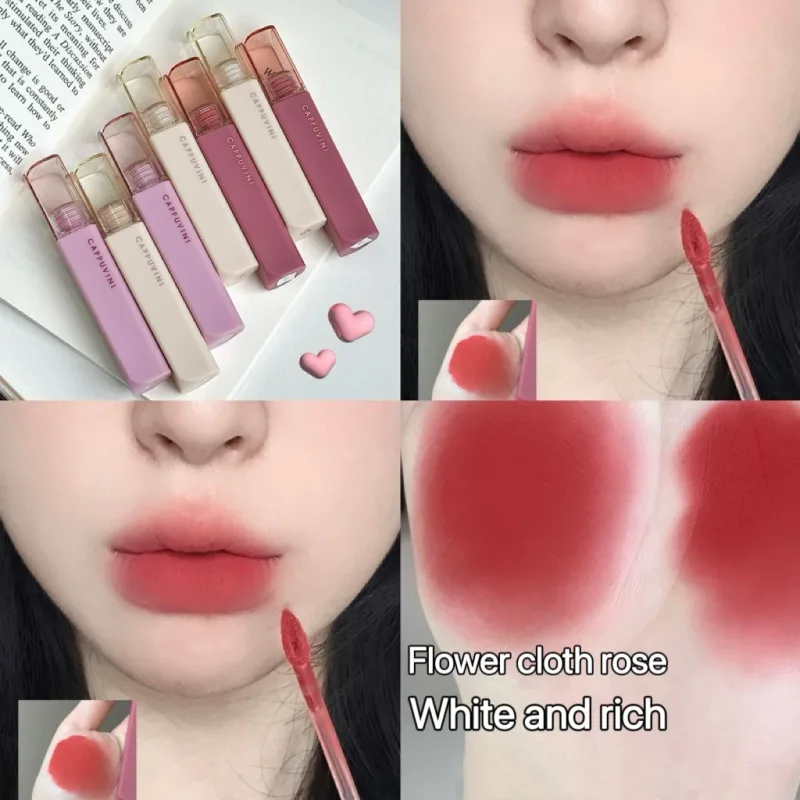 Cappuvini Matte Lip Gloss Χαμηλού κορεσμού Γκρι ροζ υγρό κραγιόν αδιάβροχο αντικολλητικό χωρίς ξεθώριασμα απόχρωση χειλιών Κορεατικά καλλυντικά μακιγιάζ
