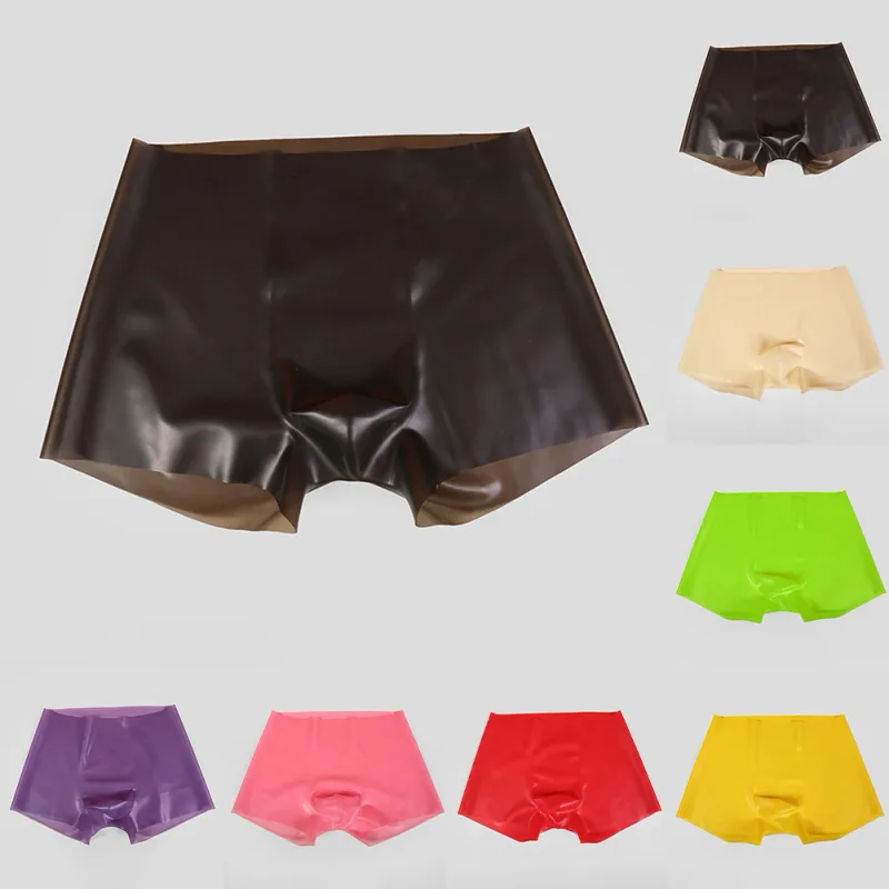 Mens Latex Boxer Briefs Underpants See-Through Rubber Safety Panties Low Waist Seamless Underwear for Sensory Appeal