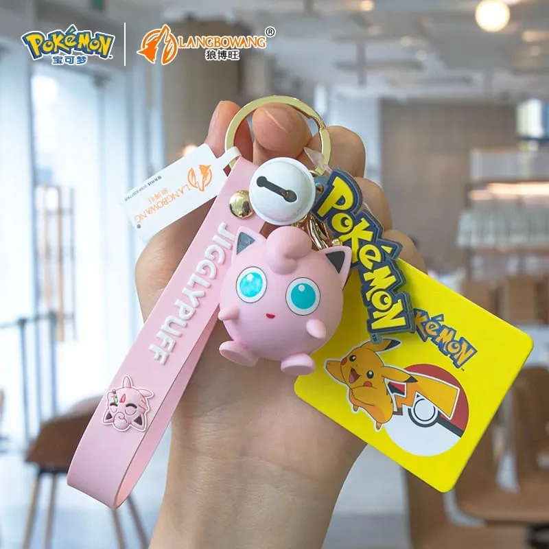 Genuine Pokemon Keychain Pikachu Gengar Sylveon Sprigatito Quaxly Fuecoco Anime Action Figure Toy Keyring Fragrance Pendant