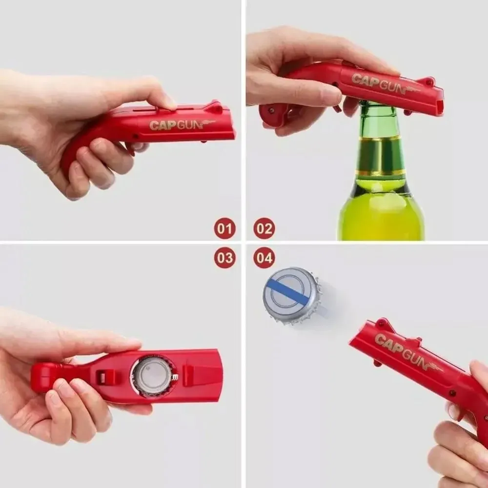 Φορητό Creative Cap Gun Flying Cap Launcher Ανοιχτήρι μπουκαλιών μπύρας καινοτομία Διασκεδαστικό εργαλείο ανοιχτήρι ποτών Αξεσουάρ δώρου για πάρτι κουζίνας