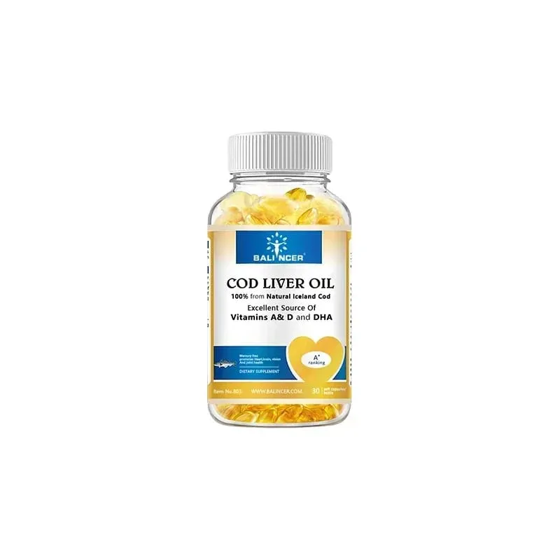 Natural Cod Liver Oil Softgels - Rich in Omega-3 EPA DHA Vitamin A D - Supports Heart Brain Immune Joint and Eye Health