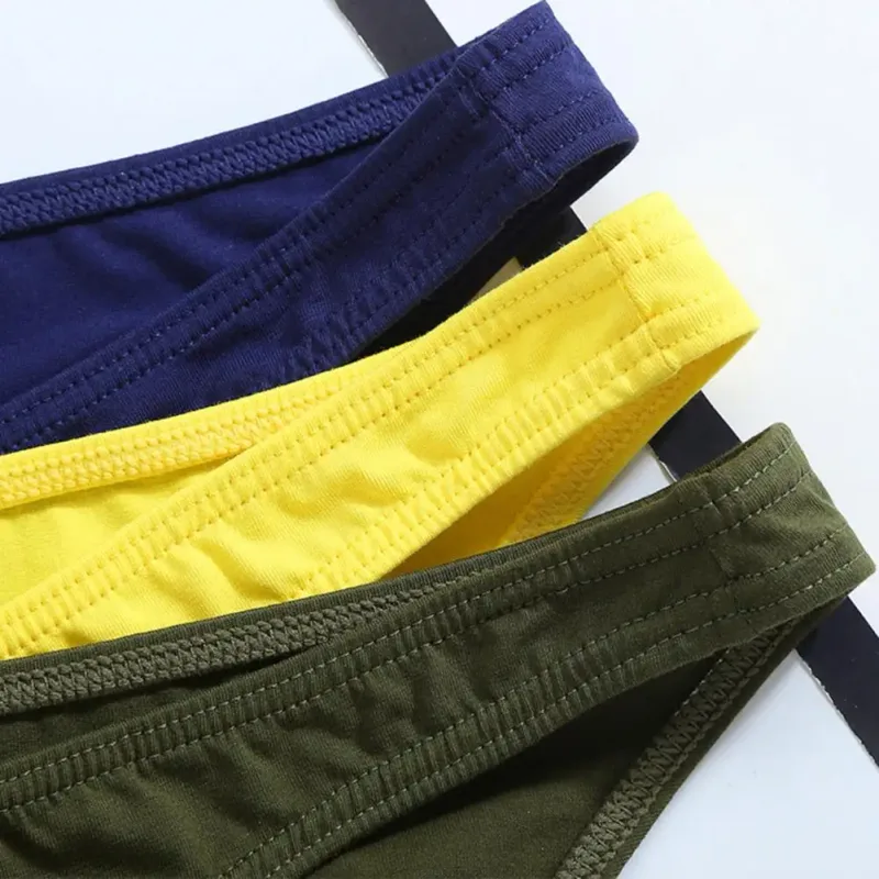 Cotton Briefs Adult Man Briefs Stretchy Breathable Solid Color Male Underwear Low Waist Cotton Underpants Plus Size Men Cotto